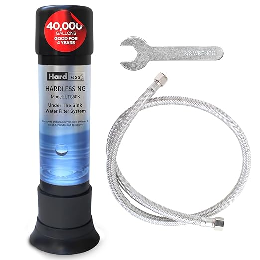 Under The Sink Water Filter - Removes Chlorine, Sediment, & Impurities for Cleaner, Better Tasting Water, Dual-Stage Filtration - Good for 4-Year Lifespan or 40,000 Gallons Capacity