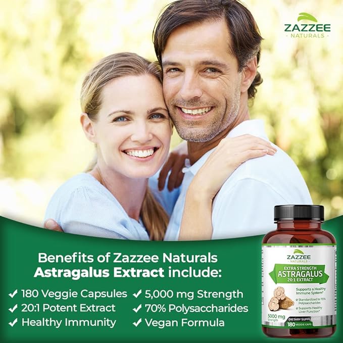 Zazzee Extra Strength Astragalus Root and Extra Strength USDA Organic Holy Basil Tulsi Extract