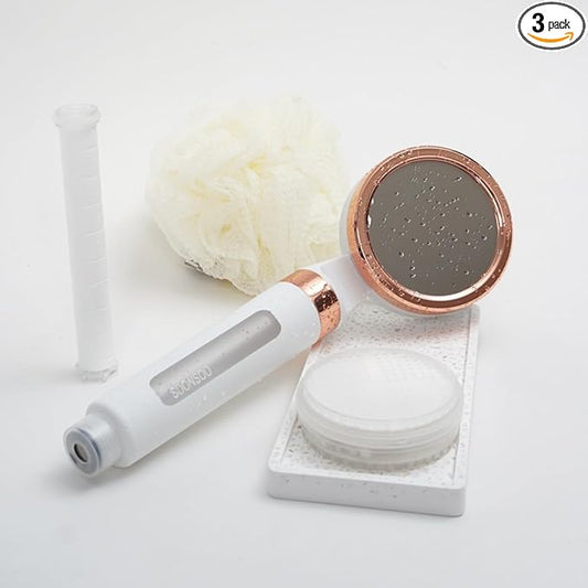 Dual Hard Water NSF Filter Shower Head (6 Stages), Made in Korea, White & Rose Gold