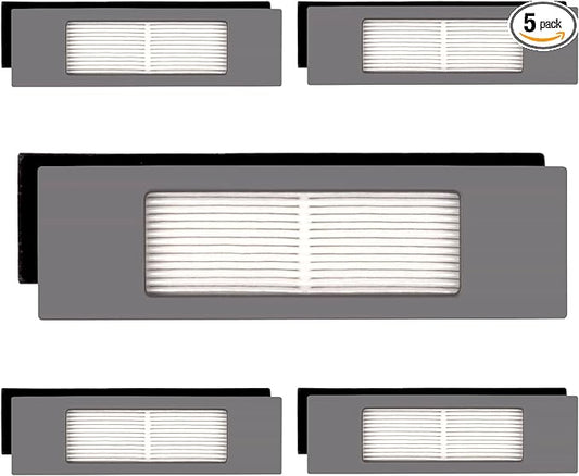 5PCS Hepa Filter Compatible with Robot Vacuum Ecovacs DEEBOT OZMO 920 950 T8 AIVI Max T9 T5 N5 N7 N8+ N8 Pro Plus DX55 DX93 DJ65, Robot Vacuum Cleaner Filter Kit, Replacement Parts 5 Filters
