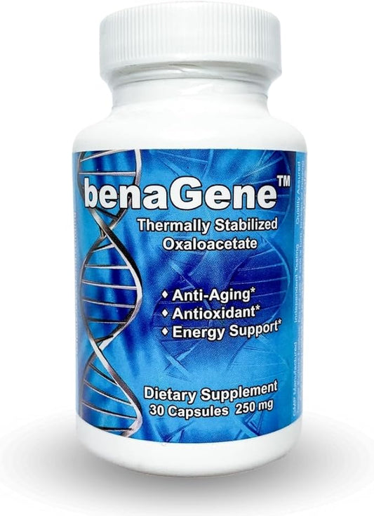 Benagene Oxaloacetate Supplement - Supports Cellular Energy - Thermally Stabilized with Vitamin C - Non-GMO & Vegan - 30 Servings, Once Daily