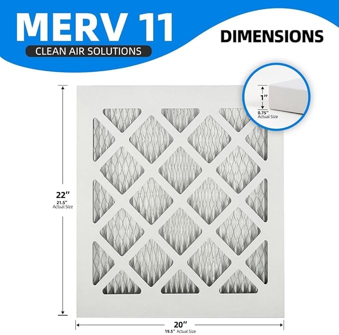 (8 Pack) 20x22x1 Furnace Air Filters, MPR 1900 & FPR 10, MERV 13 Pleated Air Filter (Actual Size: 19 3/4"x21 3/4"x3/4")