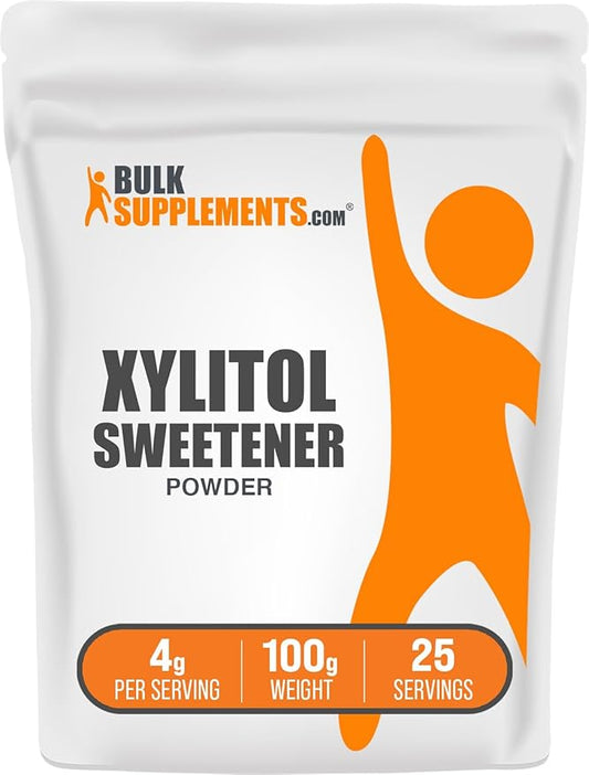 BulkSupplements.com Xylitol Powder - Xylitol Sweetener, Sugar Substitute For Baking & Cooking - Low Calorie & Gluten Free, 4g per Servings, 100g (3.5 oz) (Pack of 1)