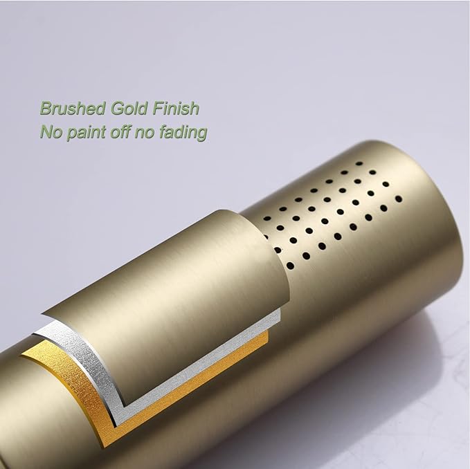 Brass Brushed Gold Shower Head 2 in 1 Function High Pressure 7 inch Hand Held Shower Head Dual Modes High Flow Shower Wand with 59 inch Hose and Shower Bracket