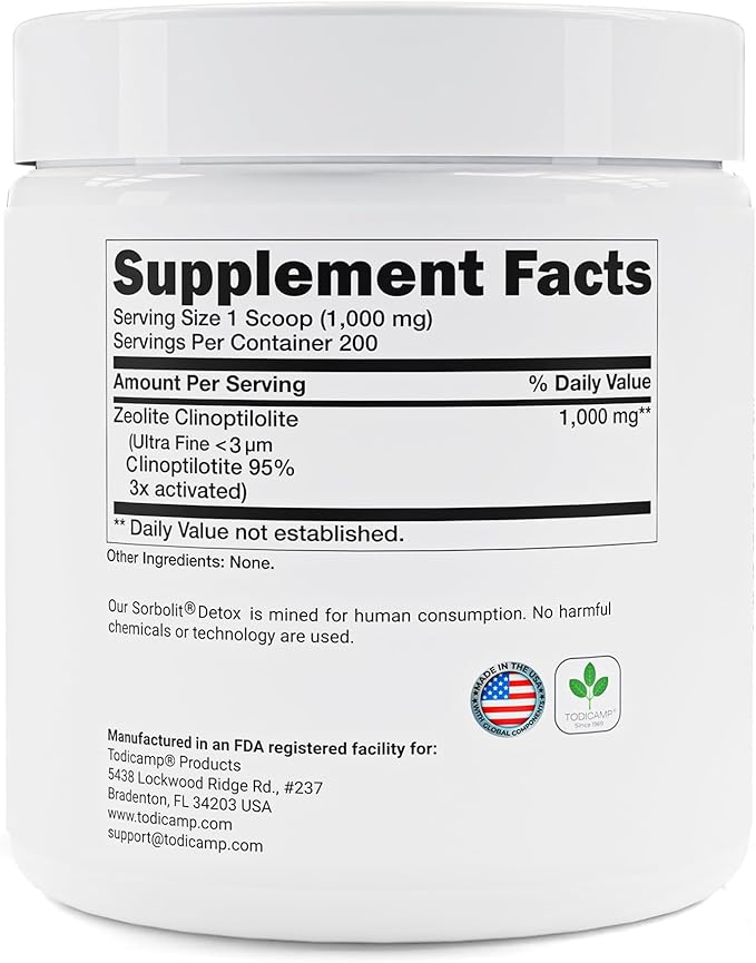 Sorbolit Zeolite Detox - 7.05 oz Zeolite Powder Supplement for Full Body Detox - Gut Cleanse, Cellular Liver Detox | 200 Days Supply