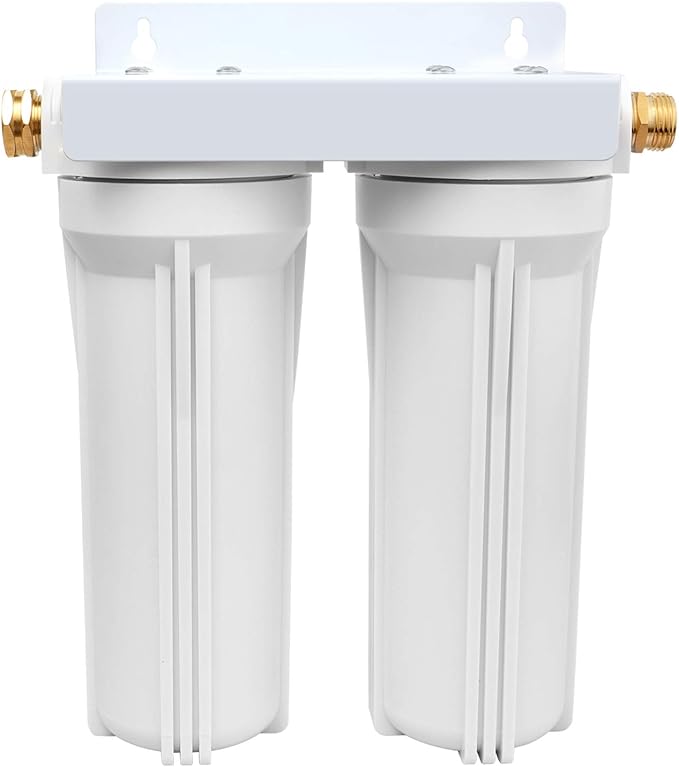 External RV Dual Water Filter System for RVs Boats Motor Homes Marines,Included Two Fliters and Mounting Bracket