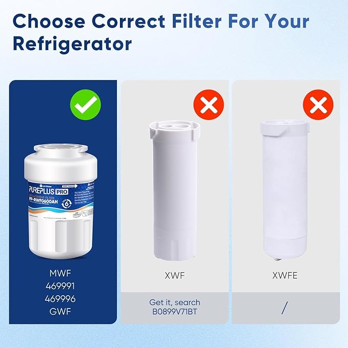 PUREPLUS PRO Refrigerator Water Filter Replacement for HDX FMG-1, PL-100, WFC1201, PC75009, RWF1060, RWF0600A, 469991 Refrigerator Cartridge, NSF/ANSI 53&42 Certified, 2Pack