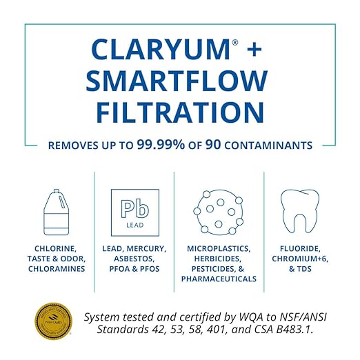 Aquasana SmartFlow® Reverse Osmosis Water Filter | RO Under Sink System | WQA Certified up to 99.99% of 90 contaminants Including Fluoride, PFAS, Arsenic, Lead, and Chlorine | Matte Black Faucet