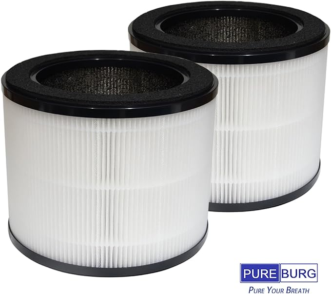 PUREBURG Replacement Filter Compatible with Coway Airmega 100 Air Purifier,2-Pack H13 HEPA Activated Carbon 2-in-1 3-Stage Filtration Air Clean Dust VOCs Odor