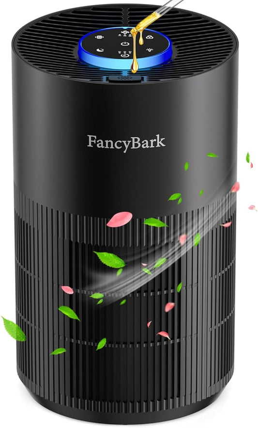 Air Purifiers for Home Bedroom Up to 1000 Ft², H14 True HEPA Room Air Purifiers for Bedroom With Sleep Mode Light Mode & Aroma Function Air Cleaner Smoke Odor Dust Pollen Pet Dander (Black)