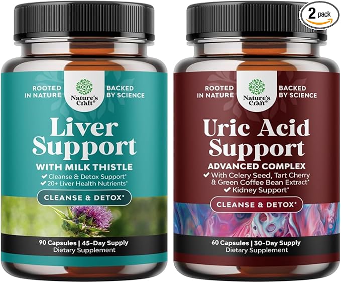 Natures Craft Bundle of Liver Cleanse Detox & Repair 90 Capsules and Green Coffee Bean Extract for Uric Acid