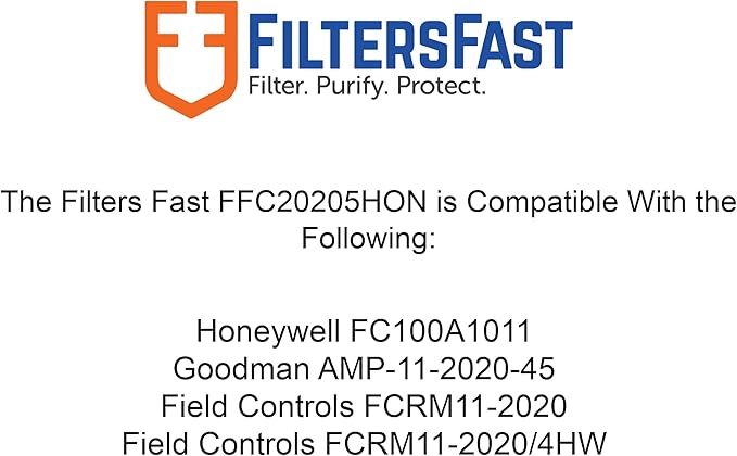 Filters Fast Compatible Replacement for Honeywell 20x20x5 Air Filter MERV 11 FC100A1011 Pleated AC Furnace, Actual Size: 19.75 x 19.875 x 4.375, 2-Pack