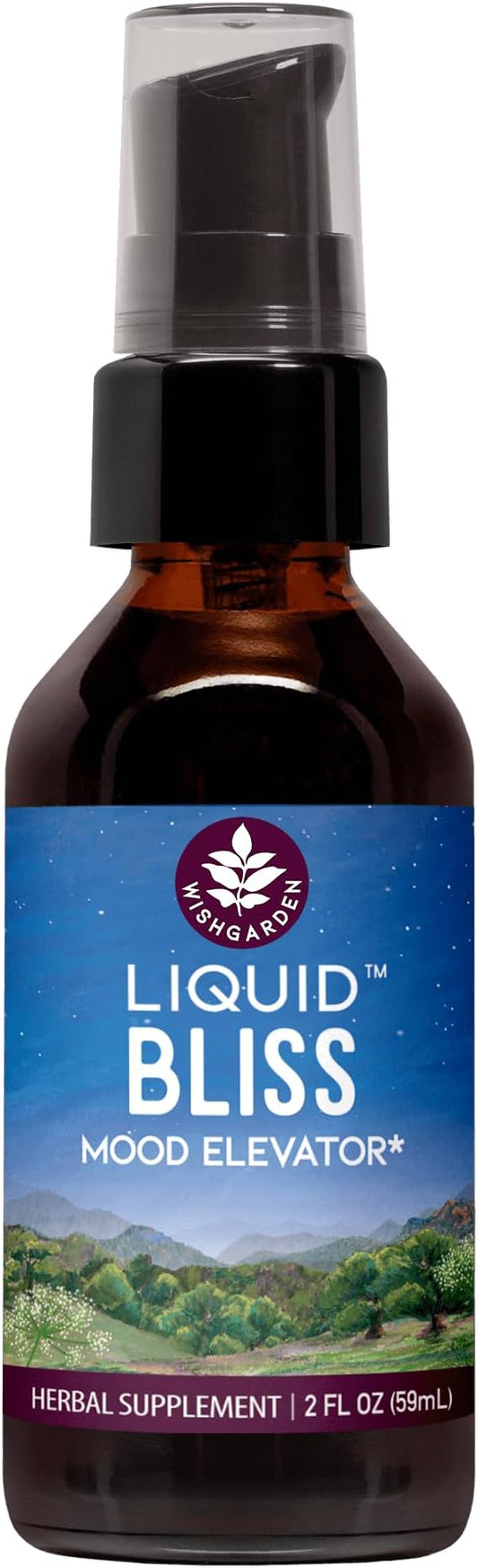 WishGarden Herbs Liquid Bliss Mood Elevator - Plant-Based Herbal Mood Support Supplement, Natural Mood Booster with Organic Cacao, Cotton Root, Passionflower, Increases Sense of Connection, 2oz