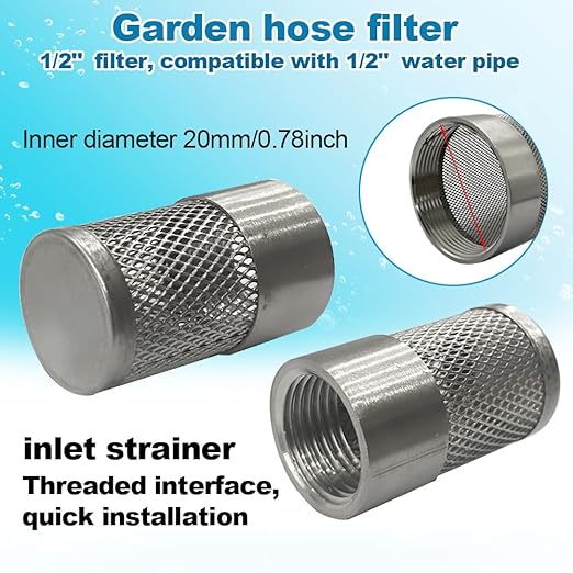 1/2" 304 stainless steel filter head with internal thread diameter of 20mm connected to 1/2" water pipe filter Used to Remove Debris and Reduce Solid Entry（1pcs）