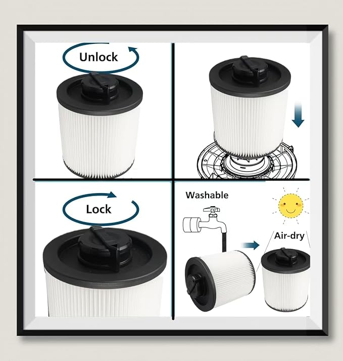 2 Pack DXVC6910 Cartridge Filter for vacuum filter replacement DEWALT Vacuum Cleaners 6-16 Gallo, wet/dry vac filter Compatible With DeWalt DXV10P DXV10PL DXV10SA DXV12P DXV09P DXV14P DXV16P DXV06P