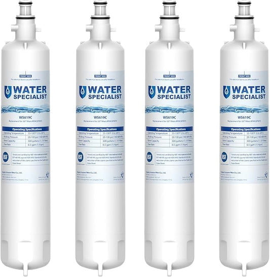 Waterspecialist Replacement for GE® RPWFE®, RPWF (Built-in CHIP) Refrigerator Water Filter, Compatible with GYS22GMNES, GYE22HSKSS, PYE22PELDS, GFE26GMKES, GFE26GGHWW, PFE28KYNFS, 4 Filters