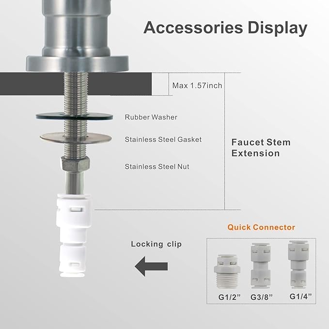 Drinking Water Faucet Brushed Nickel, Wellup Reverse Osmosis Faucets for Non Air Gap RO Water Filtration System, Leadless Stainless Steel Kitchen Water Filter RO Faucet for Kitchen Bar Sink