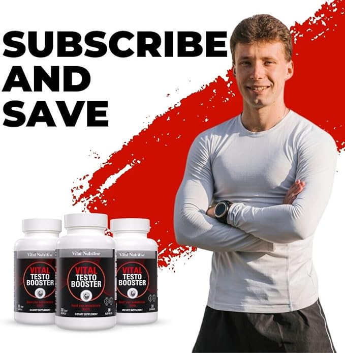 Vital Testo Booster - Natural Testosterone Support Supplement for Men | Promotes Energy, Stamina, and Vitality | Men’s Health | Made in USA | 30 Days Supply
