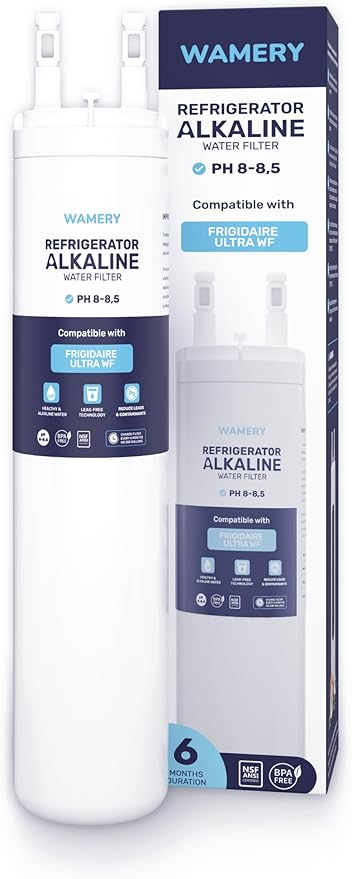 Wamery Alkaline Refrigerator Water Filter Replacement - Model ULTRAWF, 6-Month/300-Gallon Life, Twist-In Tool-Free Install, IAPMO to NSF/ANSI 42, Leak-Free Seal, BPA-Free Housing, 1 Pack