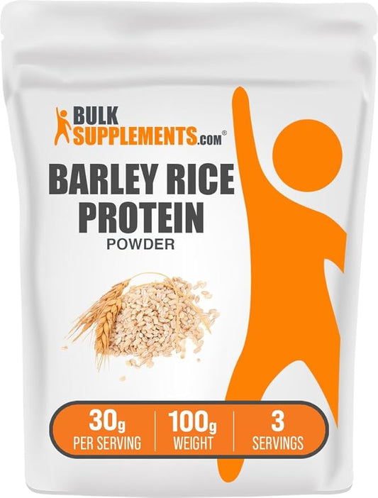 BulkSupplements.com Barley Rice Protein Powder - Vegan Protein Powder, Sports Nutrition - Unflavored & Dairy Free, 30g per Serving, 100g (3.5 oz) (Pack of 1)