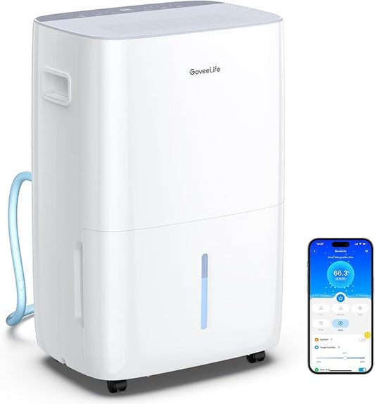 GoveeLife Dehumidifier with Pump for Home 4,500 Sq. Ft. 50 to Max 137 Pint, Drain Hose, Smart Dehumidifier for Basement with Humidity Control, Auto Shut Off/Defrost, 5 Modes, Bedroom, Bathroom, Garage