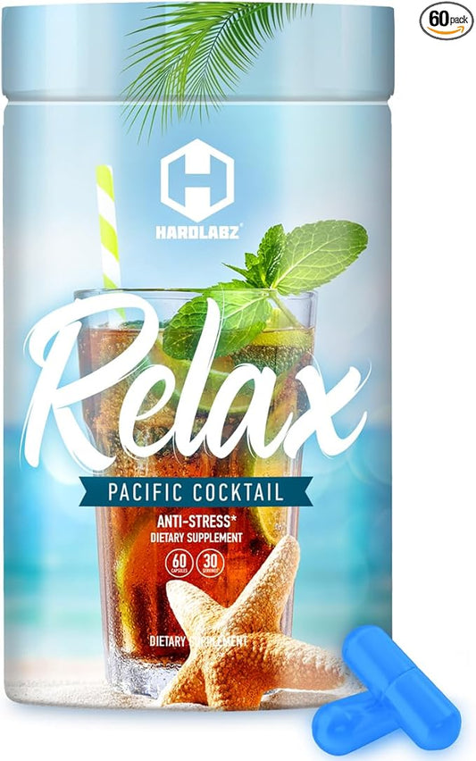 Relax - All-Natural Stress Relief, Sleep Support, Mood Enhancement Herbal Supplement with Ivan Tea, Valerian, Ginseng, Lavender, Lemon Balm, Motherwort, 60 Capsules