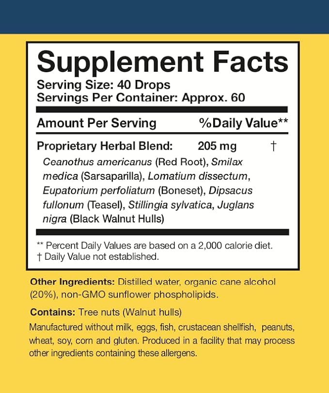 Researched Nutritionals BLT - Advanced Microbial Support - Black Walnut Hull, Boneset Herb, Sarsaparilla & Lomatium Tincture - Phospholipid Delivery Complex for Maximum Absorption (4 fl oz)
