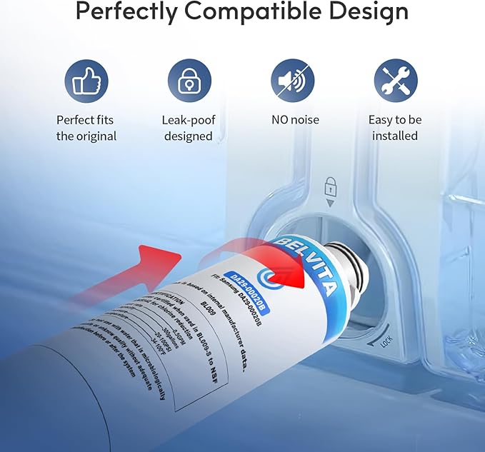 BELVITA Refrigerator Water Filter, Compatible with DA29-00020A/B, DA29-00020B-1，HAF-CIN/EXP, RF28HFEDBSR, RF263BEAESR, RF263TEAESG, RF28HDEDBSR, HAF-CIN, RF4287HARS,RF4267HARS, 3 Pack