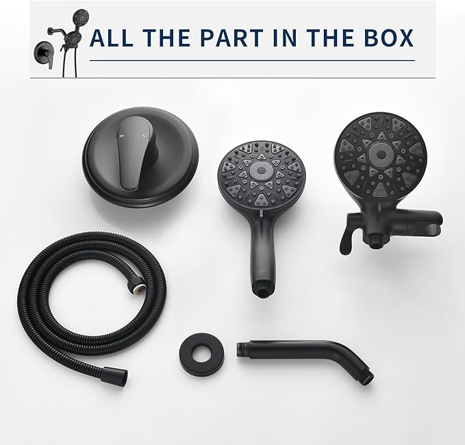 Matte Black Shower Faucet Set Complete Shower Kit Shower Systems Dual Shower Head and Handheld 2 in 1 Combo Set Shower Trim Kit Shower Fixtures