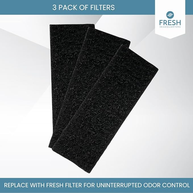 3-Pack Activated Carbon Filters for Litter Box - Pre-Cut 3.5" x 10" Activated Carbon Filter Replacement - Absorbs Odors and Dust - Compatible with Litter Robot 3 Model, Made in USA