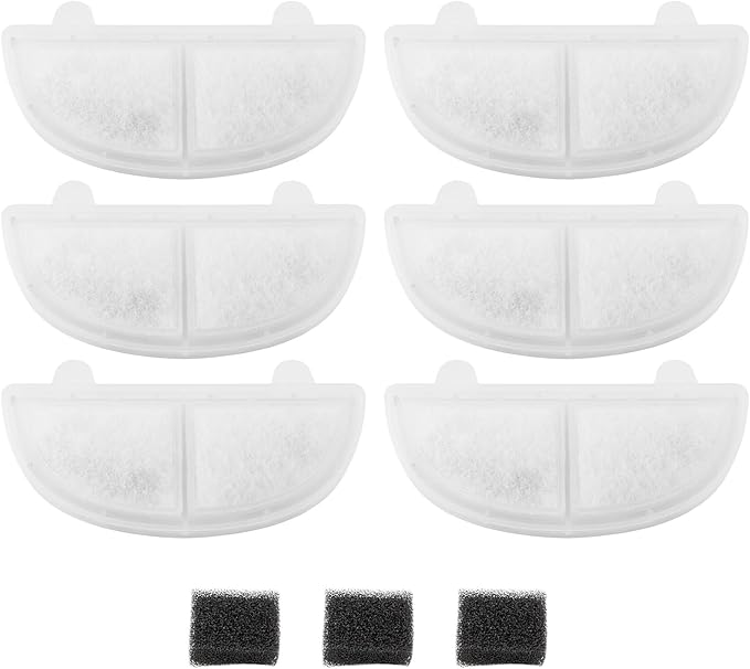 PET STANDARD Replacement Water Filter & 3 Pack Replacement Pre-Filter Sponges Compatible With HomeRunPet® 68oz/2L Wireless Pumps Pet Water Fountain WF20/CF20, Pack of 6
