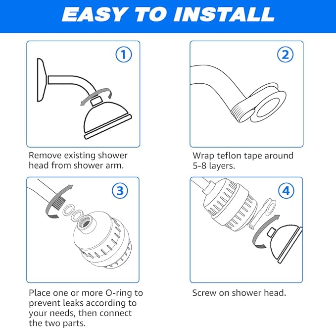 15 Stage Shower Head Filter for Hard Water - High Output Shower Water Filter Reduces Chlorine, Improves Skin Condition