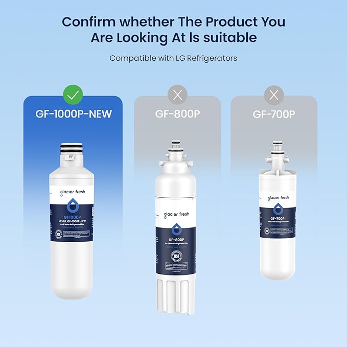 GLACIER FRESH LT1000PC Replacement Water Filter, Compatible with LT1000PC/PCS, LT1000PC, LT-1000PC, MDJ64844601, ADQ747935 ADQ74793504 Water Filter 4 Pack