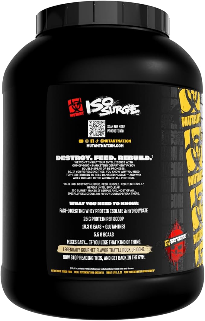 Mutant ISO Surge Whey Protein Isolate Powder Acts Fast to Help Recover, Build Muscle, Bulk and Strength, 5 lb - Cookies & Cream