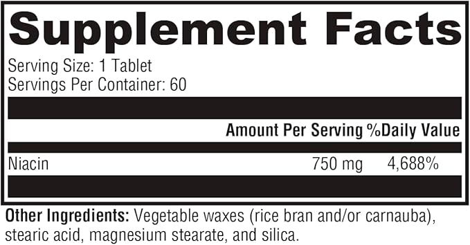 XYMOGEN NiaVasc 750 - Sustained-Release Niacin for a Lesser Flushing Effect - Supports The Maintenance of Healthy Blood Lipids (60 Time-Release Tablets)