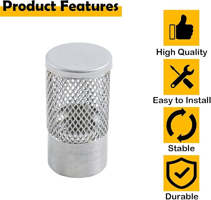 25mm Dia Hose Inlet Suction Strainer Filter, Stainless Steel Water Pump Filter for Garden Irrigation, High Pressure Water Pump, Sprayer & Plumbing Systems