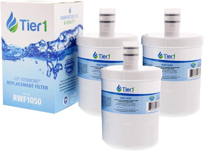Tier1 5231JA2002A Refrigerator Water Filter 3-pk | Replacement for LG LT500P, GEN11042FR-08, ADQ72910902, ADQ72910907, ADQ72910901, WD-F05, SP-LE500, RWF0100A, RWF1050, Kenmore 9890, Fridge Filter