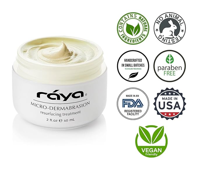 RAYA Microdermabrasion Facial Cream (107), Gentle Resurfacing and Cleansing Solution for Non-Problem Skin, Face Moisturizer, Face Cream for Women, Works to Minimize Fine Lines and Wrinkles, 2oz