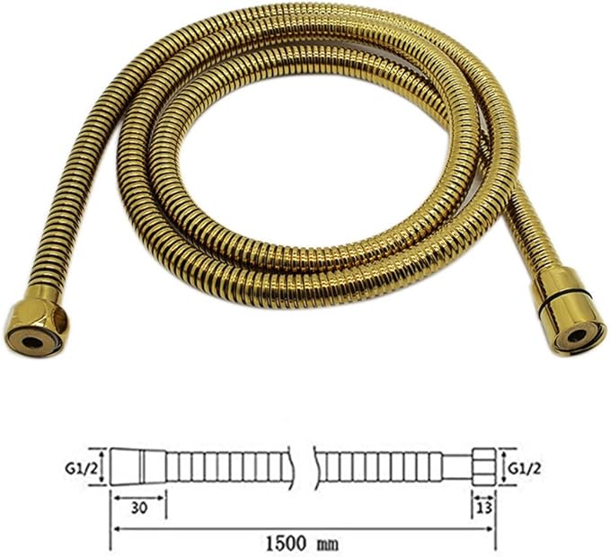 HOMEDEC Traditional Telephone Style Brass Handheld Showerhead with 59inch Hose Gold Finish - Antique Shower Head Replacement No Wand Holder, Vintage Hand Shower Spray with Ceramic Handle