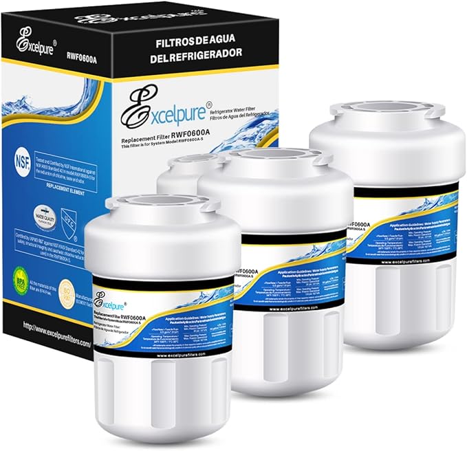 RWF0600A Replacement for PC75009, HDX FMG-1, GSE25GSHECSS, 197D6321P006, RWF1060, WSG-1, WFC1201, WS613B-A, Kenmore 46-9996, CF8,WF287, Compatible with MWF Refrigerator Water Filter, 3PACK