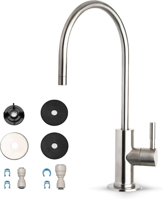 iSpring GA3-BN Drinking Water Faucet for Kitchen Sink with 3/8" Connector, Heavy Duty Lead-Free Reverse Osmosis Faucet for RO System, Non-Air Gap 100% Stainless Steel RO Faucet, Brushed Nickel Finish
