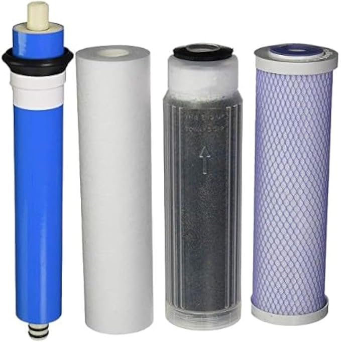 Reverse Osmosis Deionization (RODI) 10" Replacement Filter Kit (Sediment Cartridge, Carbon Cartridge, Color Indicating DI Cartridge Filled with MBD-30 Nuclear Grade Resin and 100 GPD membrane) by CFS