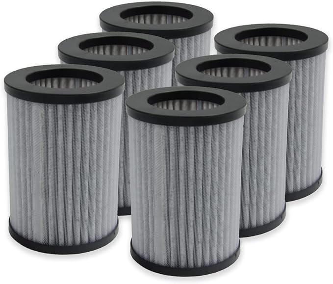 PUREBURG PEPERSFIL Replacement Filters Compatible with Pure Enrichment PureZone Mini Portable Air Purifier (PEPERSAP),6-Pack HEPA 3-Stage Filtration Activated Carbon