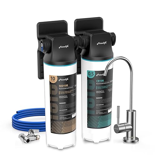 Frizzlife DW10F Under Sink Water Filter System with Brushed Nickel Faucet, NSF/ANSI 53&42 Certified Elements, Reduces 99.99% Lead, Chlorine, Fluoride, Bad Taste & Odor, 0.5 Micron, USA Tech Support