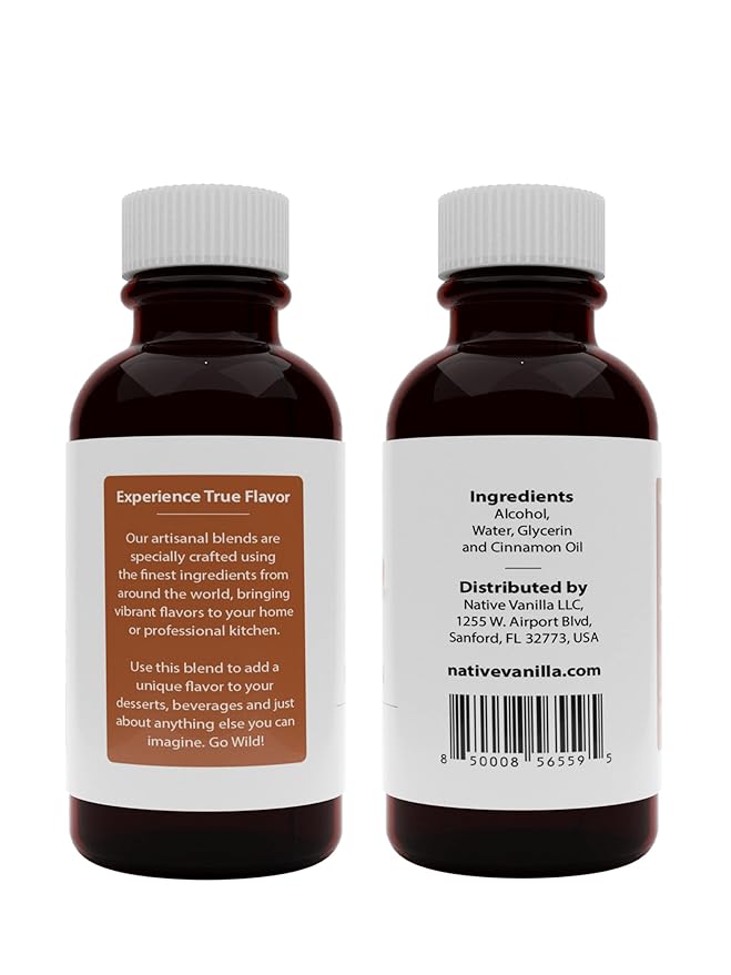 Native Vanilla - Pure Cinnamon Extract - 4 Fl Oz - Pure Flavors and Extracts - Perfect for Cooking, Baking, and Dessert Crafting