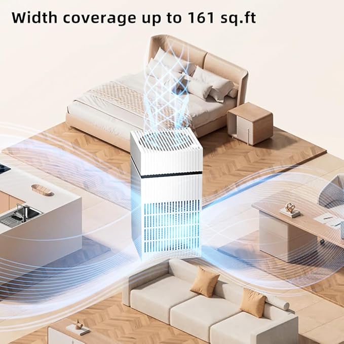 Desktop Air Purifiers for Office, Desk, Small Room, Bedroom, Home, Office, HEPA Air Purifier for Pollen Dust, Odor, No Adapter (White)