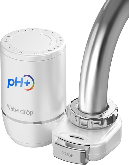 [Alkaline] Waterdrop Water Filter for Sink Faucet, Filter Life Reminder, 320 Gallon Tap Water Filter for Kitchen Sink, NSF Certified Reduces Chlorine, Faucet Mount Water Filtration System, 1 Filter