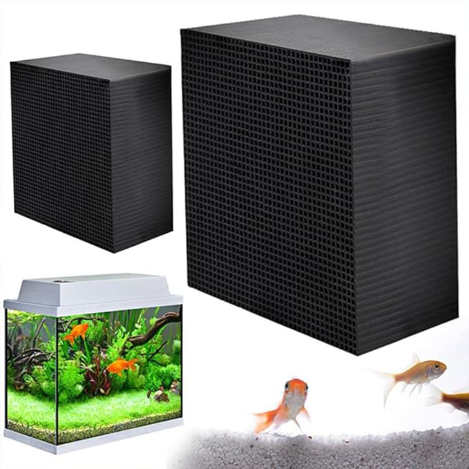Gigicloud 1PCS Activated Carbon Aquarium Filter, Cube Honeycomb Structure Charcoal Deodorant Fish Tank Water Purifier Activated Charcoal Cubes for Pools Water Purification