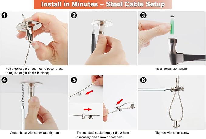 HarJue Shower Head with Extension Arm, High Pressure Square with ShowerArm, Stainless Steel Rainfall-Waterfall Full Body Coverage (16'' Shower with 20'' Arm, Brushed Nickel)