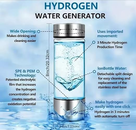 1800ppb Hydrogen Water Bottle - Portable Hydrogen Water Bottle Generator with SPE PEM Technology -Rechargeable Hydrogen Water Ionizer Machine - Alkaline Pitcher - Hydrogen Rich Water with Gift Box